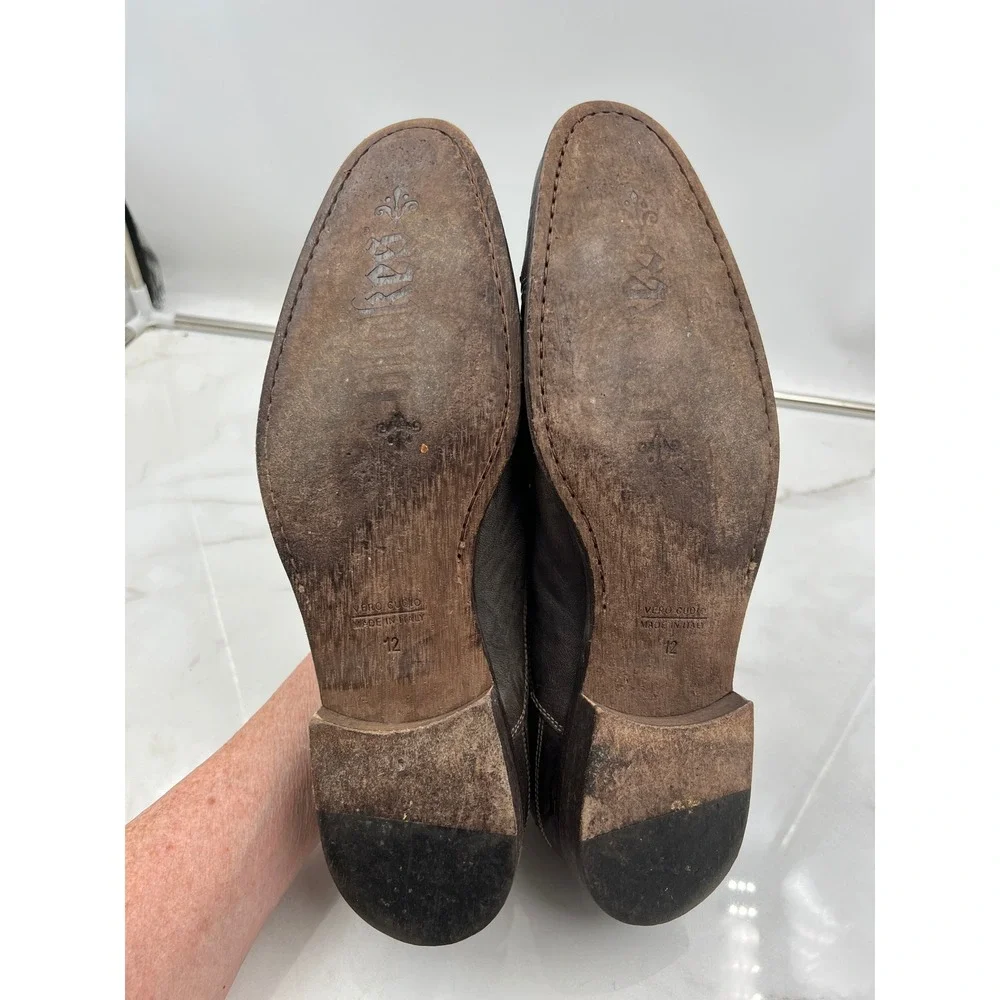 John Varvatos Star Shoes Mens 12 Brown Leather Slip On Loafers Made in Italy